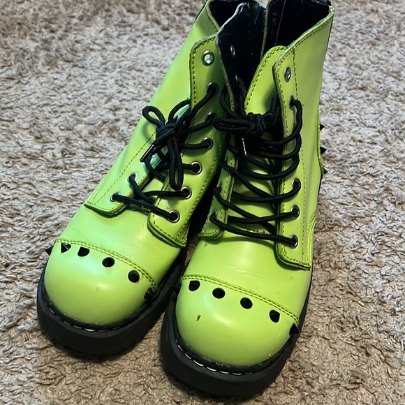 T.U.K Shoes - T.U.K Spiked Bright Green Boots